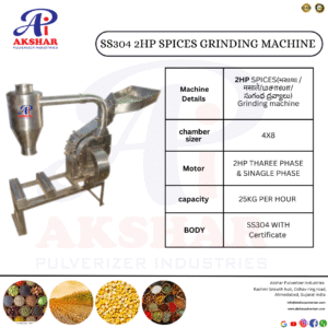 SS304 2HP 25kg chilli powder machine price single & three phase